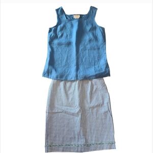 Talbots US Women's Size 6 Blue Picnic Plaid Lightweight Summer Tank Skirt Set NE